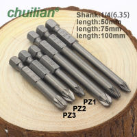 PZ2 PZ3ไขควงบิตแม่เหล็ก Pozidriv pozi ไขควงชุด14 "HEX Shank S2 Power dill เครื่องมือ HRC60