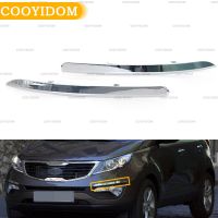 Newprodectscoming 2Pcs Mirror Chrome Front Bumper Fog Light Lamp Eyelid Eyeliner Trim Cover Garnish For Kia Sportage R 20112012 2013 2014 2015