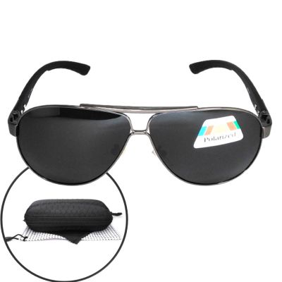 CheappyShop แว่นโพลาไรซ์ดำ แว่นกันแดดเลนส์ดำ ทรงนักบิน ตัดแสงสะท้อน ป้องกัน UV400 ใส่สบายตา กันแดดดี