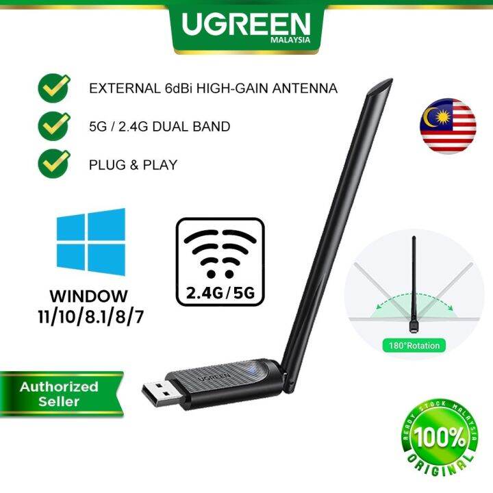 Ugreen Ac650 Usb Wifi Adapter 6dbi Antenna 2 4ghz 5ghz Dual Band