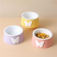 Butterfly Belt Cartoon Bowl Cat Neck Guard Single Bowl Pet Bowl Feeder Cat Bowl