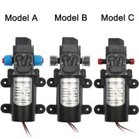 ปั๊มน้ำน้ำไดอะแฟรมไมโครไฟฟ้า DC 12V 60W 5L สวิทช์ปั๊มอัตโนมัติ/นาทีรถแรงดันสูงล้างได้0.8Mpa 5L/นาที