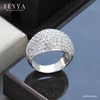 LenYa Jewelry แหวนเพชร DiamondLike ระยิบระยับด้วยงานฝังละเอียดเต็มหน้านิ้ว ตัวเรือนเงินแท้ชุบทองคำขาว