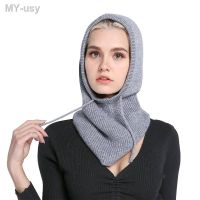 mjyf Sparsil-Chapéu unissexo com capuz de la Gorros Caxemira ajustáveis ​​para homens e mulheres lenço gola tampas cordão inverno quente