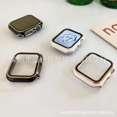 【Hot Sale】 Applicable to iWatch654se protective case electroplating two-color radium engraving with tempered film