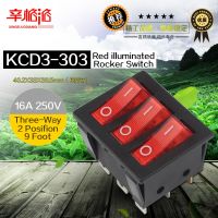 Kcd3เปิด-ปิด9pin 16a สีแดง/250V เรือไฟ Ac สวิทช์โยกรถ Kcd3-303ปุ่มสวิทช์ไฟสามตัว Kcd3