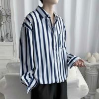 CODLiang Te Classic Stripe Casual Shirts for Male Fashion Refreshing Simplicity Mens Long Sleeved Shirt Cotton Two-color Striped Shirt