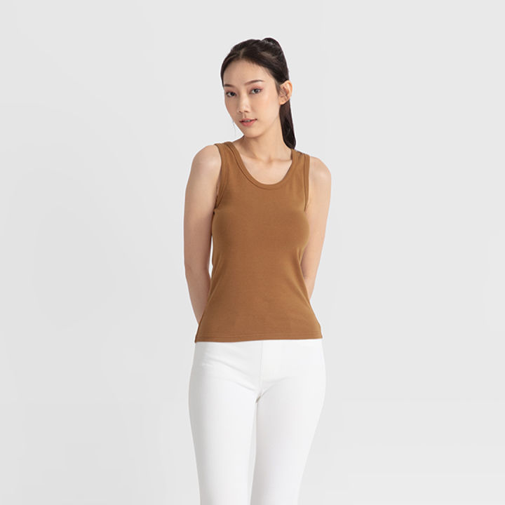 Ribbed Tank Top - Beige - Ladies