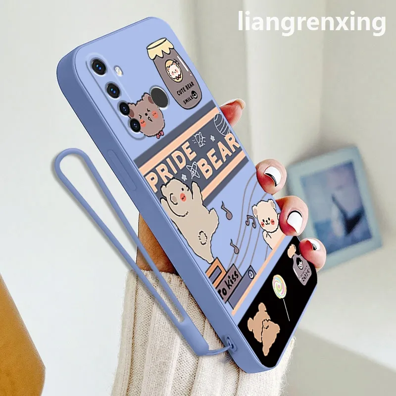YBD LV Silica gel Phone Case With Lanyard for OPPO Realme 5 Pro Realme 5i  5S 6i C3 C3i Realme Narzo 10 10A 20A Ultra Thin Casing with Lens Protection