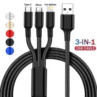 3 In 1 Fast Charging Cord For iPhone Xiaomi Redmi Huawei Micro USB Type C Charger Cable Multi Usb Port Multiple Charging Wire