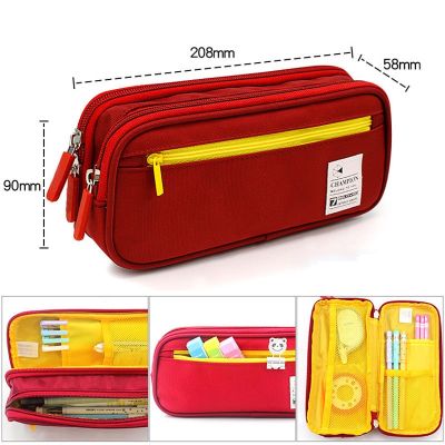 【CC】◊  3 colors Canvas Student Cases Large Capacity Multi-layers Organizer for Office Stationery School Supplies