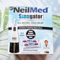 อุปกรณ์ล้างจมูก พร้อมผงโซเดียมคลอไรด์, โซเดียมไบคาร์บอเนต Sinugator Sinus Relief Cordless Pulsating Nasal Wash Kit and 30 Premixed Packets (NeilMed®) ไซ นัส น้ำเกลือ โพรงจมูก