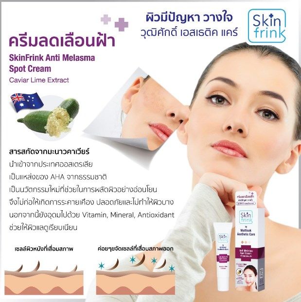 skin-frink-ครีมลดเลือนฟ้า-ครีมทาฝ้า-ครีมหน้าขาวใส-ครีมแก้ฝ้ากระ-ลดเลือนจุดด่างดำ-สีผิวไม่สม่ำเสมอ-ครีมทาฝ้าหนาๆ-หน้าใสอย่างรวดเร็ว