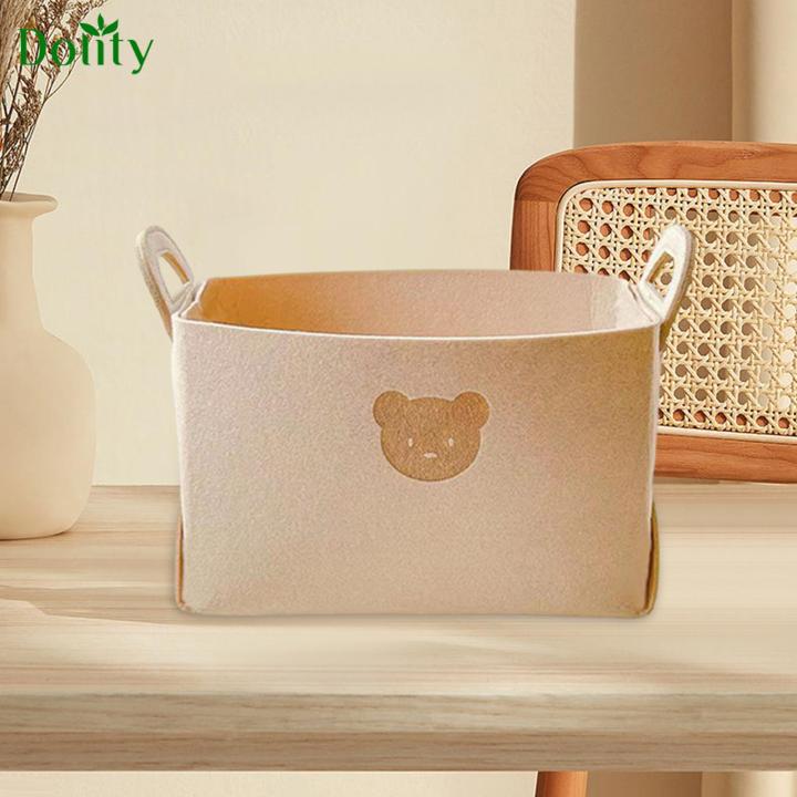 3pcs Folding Storage Basket Felt Fabric Storage Boxes Organizer Containers  With Handles For Nursery Toys Clothes Towels Magazine