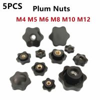 ஐ∋ 5PCS M4 M5 M6 M8 M10 M12 Plum Hand Tighten Nuts Handle Thread Mechanical Black Thumb Nuts Clamping Knob Manual Nuts Perforated