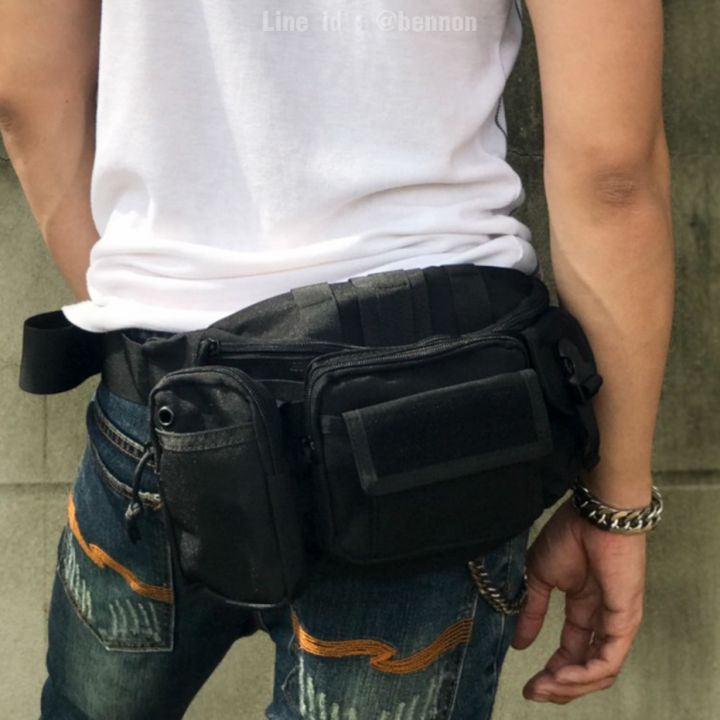 ขายดี-กระเป๋า-2-in-1-สีดำ-ถอดใบเล็กได้-กระเป๋าคาดเอว-กระเป๋าbiker-กระเป๋าผู้ชาย-กระเป๋ามอเตอร์ไซค์-งานคุณภาพดี-แนะนำ