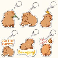 Lovely Cartoon Capybara Acrylic Keychain Just Be Cappy Key Chain Pendant Key Ring Keychains for Bag Pendant Aaccessories Gift