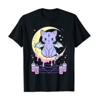 เสื้อยืดผ้าฝ้ายKawaii Pastel Goth น่ารัก Creepy Black Cat Tshirt ผู้หญิงฤดูร้อน XS-4XL เสื้อความคิดสร้างสรรค์รูปแบบส่วนบุคคล Street Tee Y2k