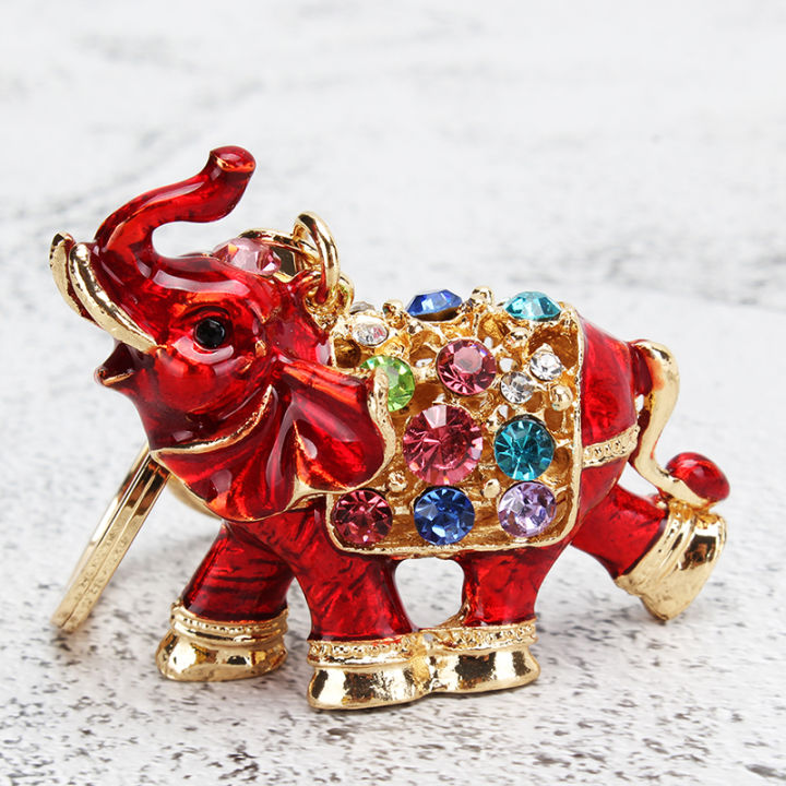 rhinestone-keychain-car-key-holder-drop-elephant-women-bag-ornaments-pendant-small-gift-animal-trendy-alloy-decor