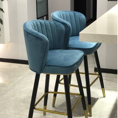 Light Luxury Bar Stool Island Stool Modern Simple High Chair Home a High Stool Backrest Cashier Front Desk Black Iron Art