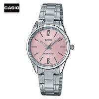 Velashop นาฬิกาข้อมือผู้หญิงคาสิโอ CASIO สายสแตนเลส สีเงิน หน้าปัดชมพู รุ่น LTP-V005D-4BUDF, LTP-V005D-4B, LTP-V005D