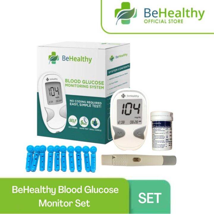 BeHealthy Blood Glucose Monitor Set Sugar Test Monitor - Glucometer 10 ...