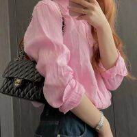 RalphˉlaurenˉOriginal 2023 newRL embroidery powder top spring and summer linen long-sleeved loose niche sunscreen shirt
