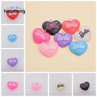 HOUMENG Barbiestyle 10PCS ตุ๊กตาบาร์บี้จดหมาย ตุ๊กตาบาร์บี้เรซิ่นพีชหัวใจ พวงกุญแจดีไอวาย รูปหัวใจ อุปกรณ์เสริมกระเป๋า กลิตเตอร์ อุปกรณ์เครื่องประดับ DIY