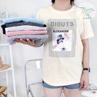 4000 DIA-2# เสื้อยืด สกรีนลาย หน้าเด็กหมวกฟ้า รีดเพชร ผ้าคอตตอนผสม