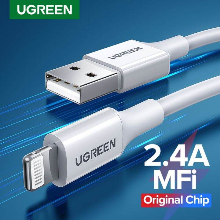 ที่ชาร์จลวดยูเอสบีเคเบิ้ลที่ได้รับการรับรองจาก-ugreen-mfi-สำหรับ-ipad-xr-13-12-apple-11-8-7-6s-iphone-5se