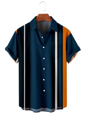 Kemeja Lengan Pendek Camisa ลายทางฮาวายเสื้อเชิ้ตผู้ชาย5XL 2022สำหรับผู้ชายเสื้อยืดโอเวอร์ไซส์เสื้อลำลองมีสีสัน