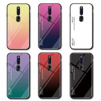 OPPO F11 Pro F11 F9 F7 F5 F3 A83 A77 Gradient สีกระจกนิรภัยด้านหลังฝาครอบ