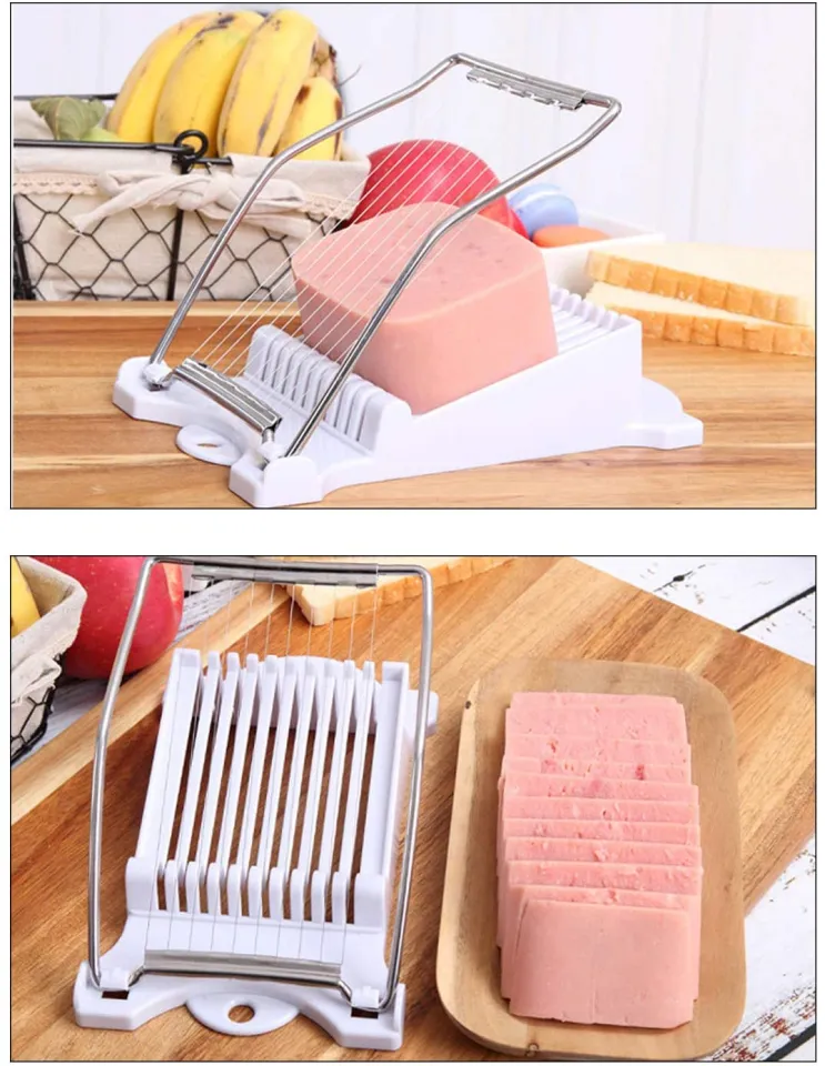 Egg Slicer For Hard Boiled Eggs Spam Slicer FENGCHEN Luncheon Meat Slicer  Soft Food Cheese Sushi Cutter Meat,Cutting Machine With 10 Singing Cutting  Wires in Stainless Steel 