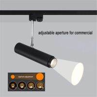 ZZOOI Black White Adjustable Focus Ceiling Spotlight Aperture Led Track Lights for Commercial Restaurant Bar Focusing Stage Theatre