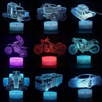 3D LED Lamp Motor Motorcycle Vehicle Night Lights Color Change Hologram Atmosphere Novelty Lava Lamp for Home Illusion Gift