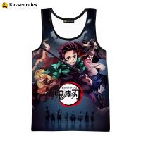 hot【DT】 Demon Slayer Kimetsu No Yaiba Printed 2023 New Men Anime Fashion Streetwear Sleeveless Shirts