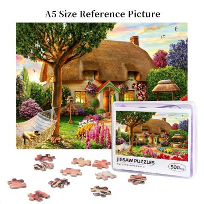 Thatched Cottage Wooden Jigsaw Puzzle 500 Pieces Educational Toy Painting Art Decor Decompression toys 500pcs