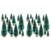 68 Pcs Mini Christmas Tree Snow Frost Small Pine Tree DIY Craft Desktop Decoration Christmas Ornaments Tree Decorations