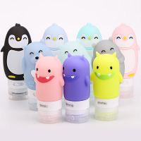 Portable Cute Cartoon Bear Penguin Animal Silicone Travel Case Organizer Shampoo Shower Gel Lotion Storage Refillable Bottle Toiletries  Cosmetics Bag