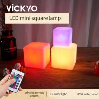 VICKYO Colorful LED Night Light Festival Luminous Mini Cube Lamp with Remote Control Ambient Night Lamp For Living Room Bedroom Night Lights