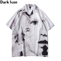 【CW】Dark Icon Vintage Street Men S Shirts Short Sleeve Summer Thin Material Hawaiian Shirt Man Blouse Male Top