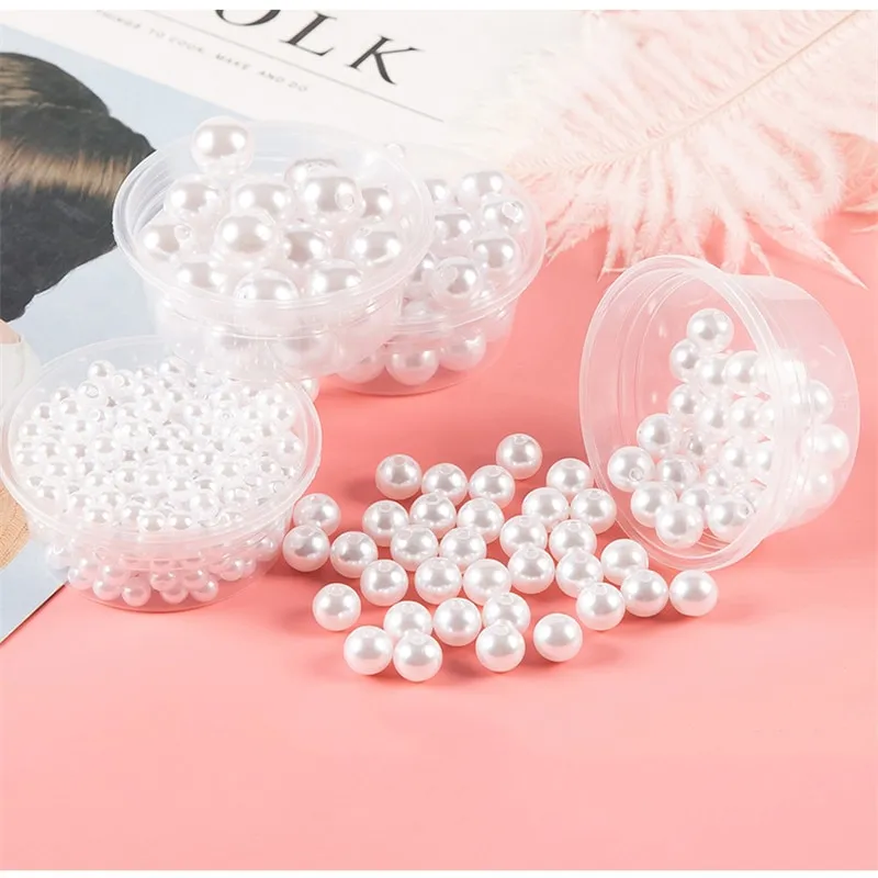 800Pcs 3-14mm ABS Round Imitation Pearls Acrylic Spacer Bead for Jewelry  Making Crafts Decoration White