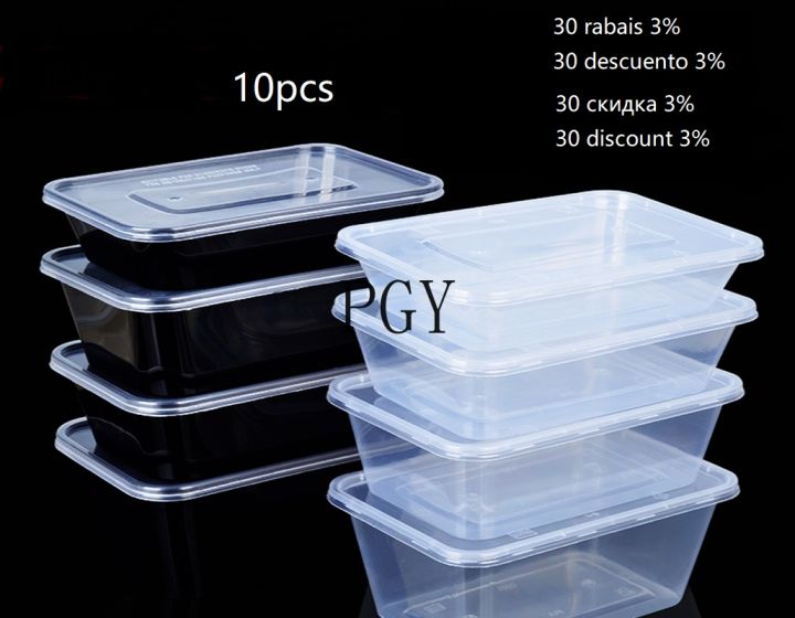 hot-qikxgsghwhg-537-10ชิ้นกล่องอาหารกลางวันทิ้งที่มีฝาปิดหนาปิดผนึกอาหารเกรดวัสดุพลาสติก-pp-สะดวกกล่องอาหารกลางวัน-takeaway-กล่องบรรจุภัณฑ์