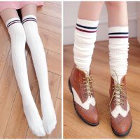 fashionme Women Knit Cotton Over The Knee Long Socks Striped Thigh High