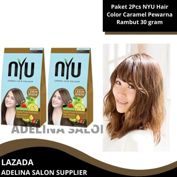 Paket 2pcs Nyu Hair Color Caramel Pewarna Rambut 30 Gram Pewarna Rambut Permanen Nyu Pewarna Rambut