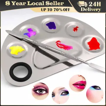 Makeup Mixing Palette, Upgrade Stainless Steel Metal Mixing Tray with  Spatula Artist Tool for Mixing Foundation