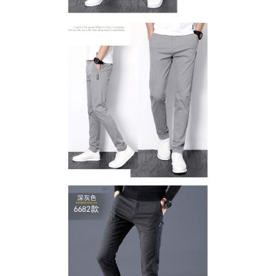 【ready stock】Cotton stretch casual pants business straight slim men thin long pants