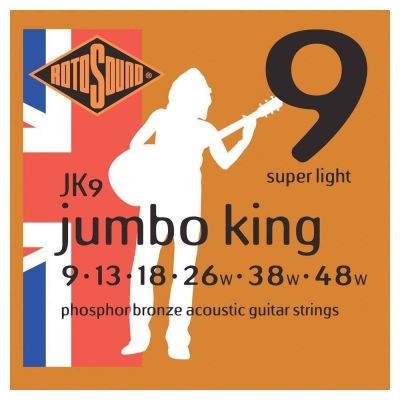สายกีตาร์โปร่ง Rotosound Jumbo King Acoustic Guitar Strings No.9-13 ผลิตในประเทศอังกฤษ เป็นอีกยี่ห้อนึง ที่มีความนิยมในฝรั่งยุโรป