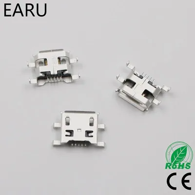 10pcs Micro USB 5pin B type 0.8mm Female Connector For Mobile Phone Mini USB Jack Connector 5pin Charging Socket Four feet plug Electrical Connectors