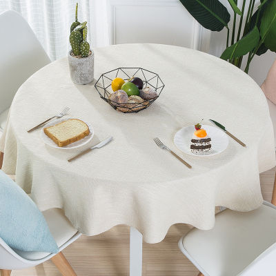 （HOT) ผ้าปูโต๊ะรับประทานอาหารผ้าฝ้ายและผ้าลินินแบบเรียบง่ายทันสมัยใช้ในบ้านสีล้วนโต๊ะกลมขนาดใหญ่ ins ผ้าปูโต๊ะผ้าปูโต๊ะผ้า